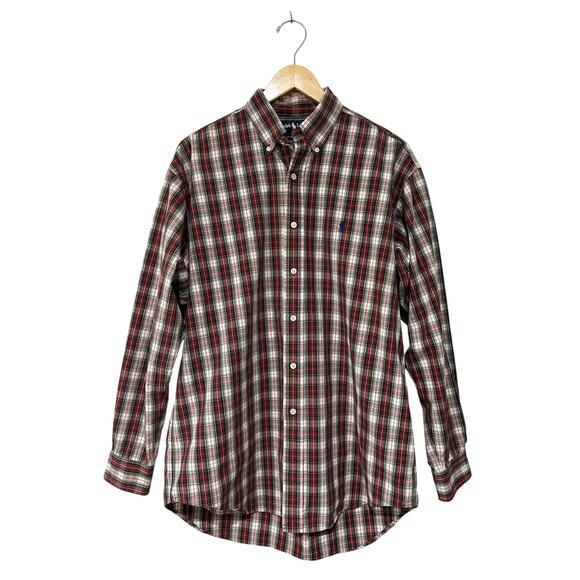 Ralph Lauren Blake Men's Medium Long Sleeve Button Up Shirt Plaid 2-Ply Cotton - Picture 1 of 6
